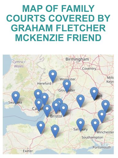 MAP OF FAMILY COURTS COVERED BY GRAHAM FLETCHER MCKENZIE FRIEND