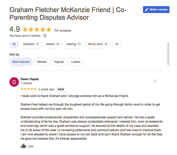 mckenzie friend review 2024 mr owen hayes google review
